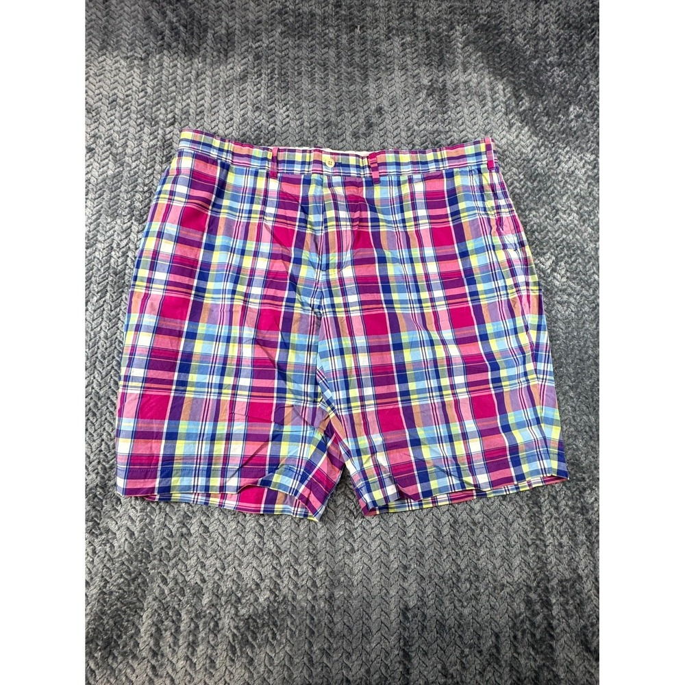 Polo Golf Ralph Lauren Chino Shorts Mens 43 Pink Blue Plaid Cotton Links Fit